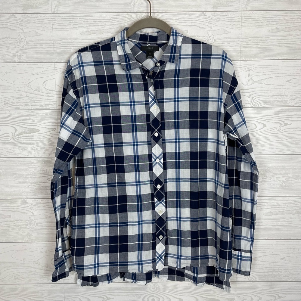 J. Crew Plaid Button Down Shirt Size Tall Medium